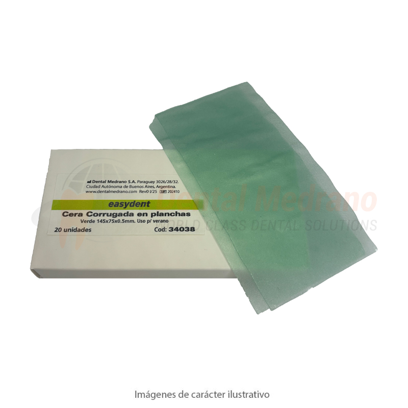Cera Coarrugada verde 145x75x0.50mm caja x20 planc