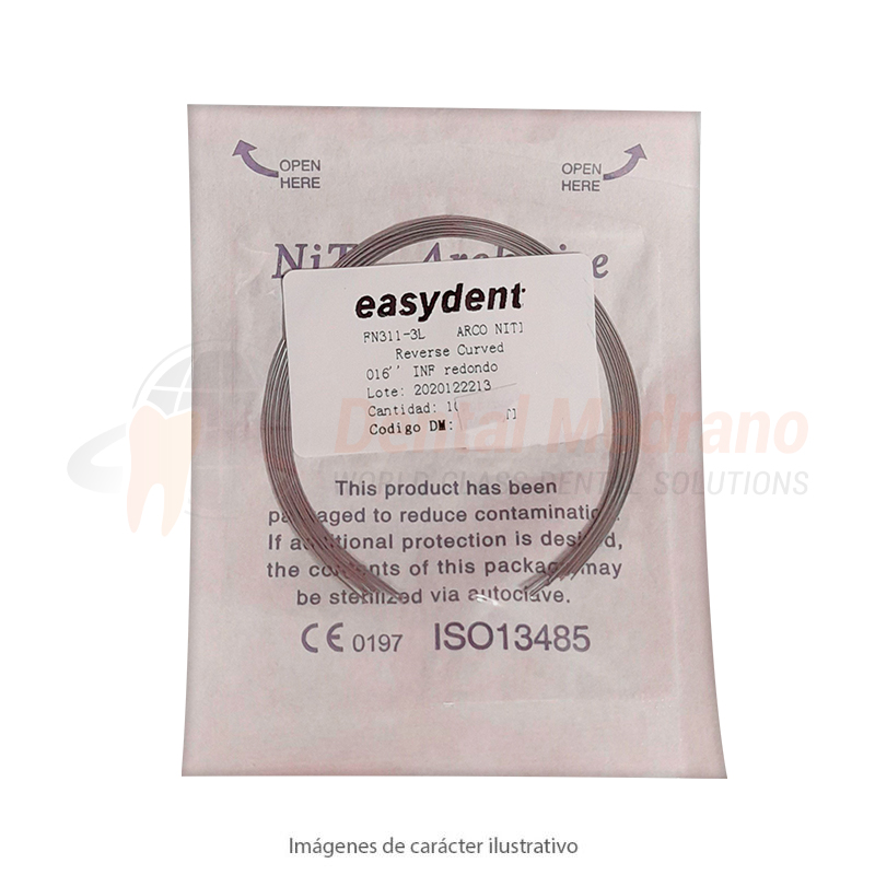 ARCO NITI CURVA REVERSA NAT 016×016 CUADR INFx10