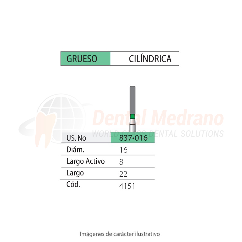 DIAMANTE FG 837/016 Cilíndrica-Anillo Verde-Grueso