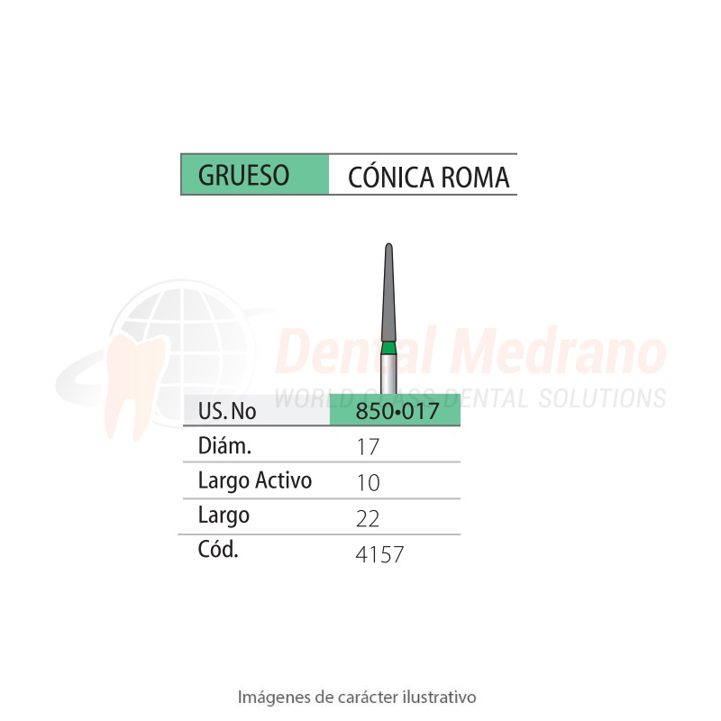 DIAMANTE FG 850/017 Cónica Roma- Verde-Grueso