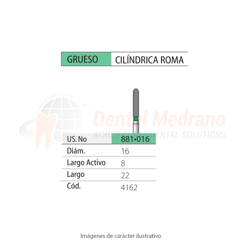 DIAMANTE FG 881/016 Cilíndrica Roma-Negro-X Grueso