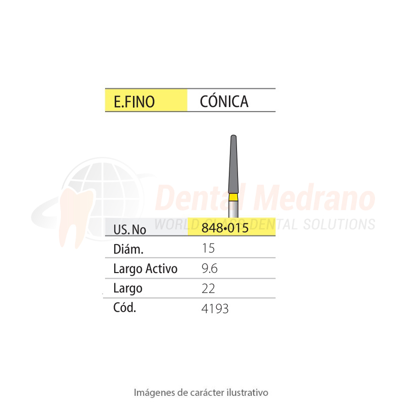 DIAMANTE FG 848/015EF Cónica- Extra Fino- Amarillo
