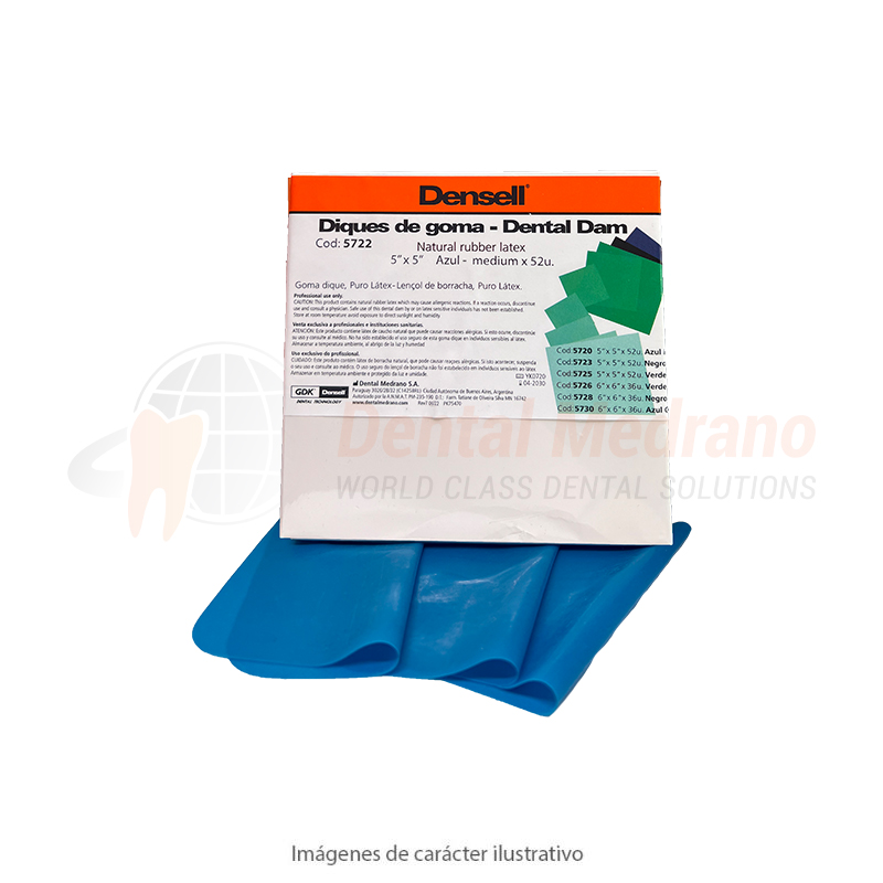 GOMA DIQUE 5X5 x52pz DENSELL azul medium 0.18mm De
