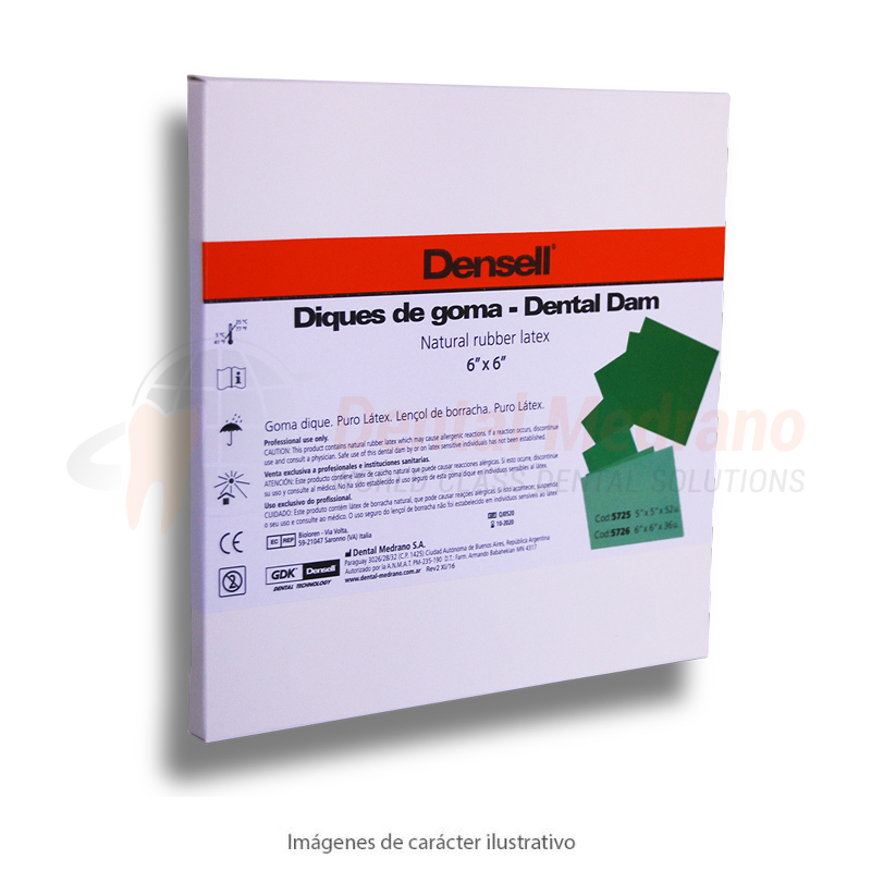 GOMA DIQUE Dental Dam 6x6 Verde 0.18mm x36 DENSELL